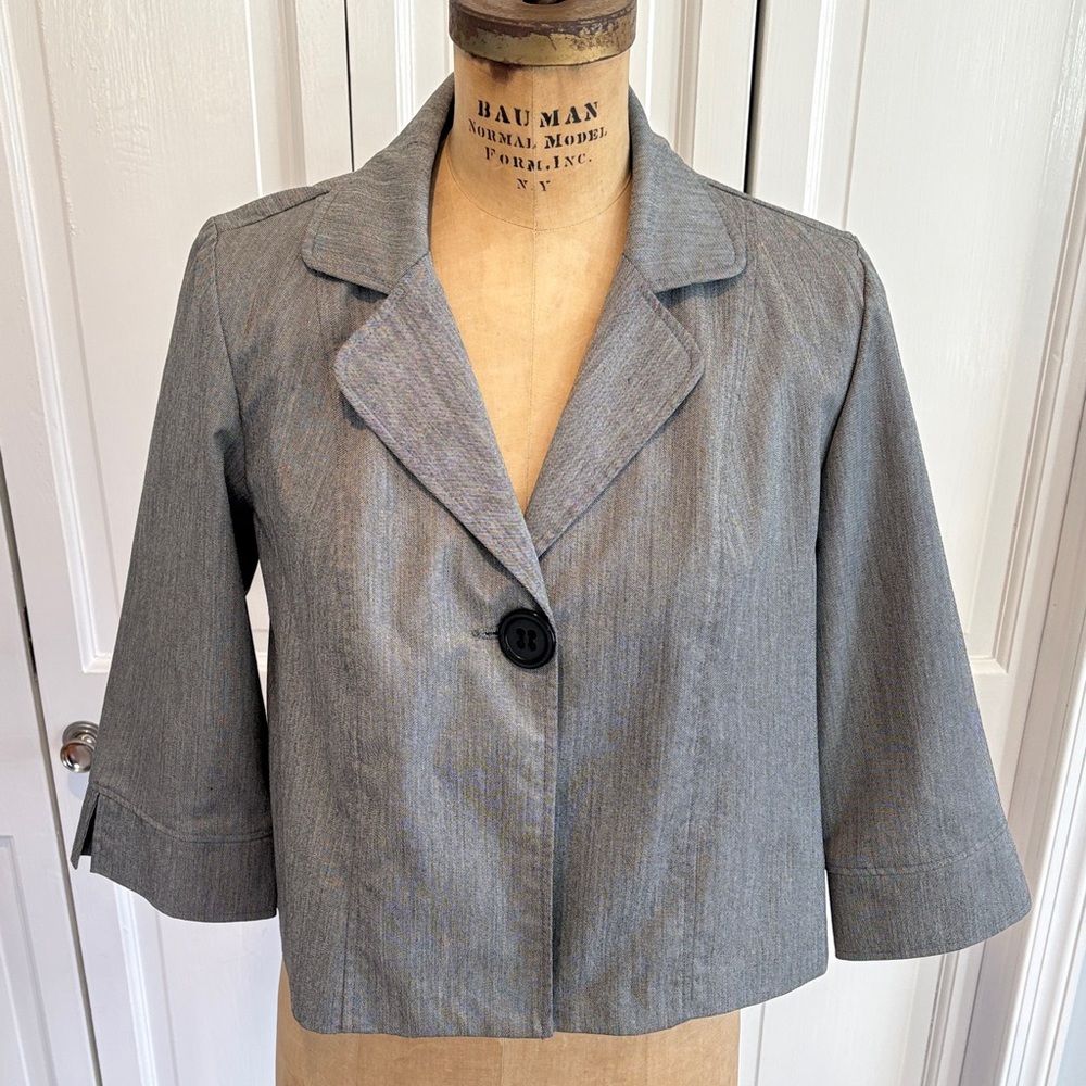 Studio Gray Cropped Single-Button Blazer Jacket - image 1